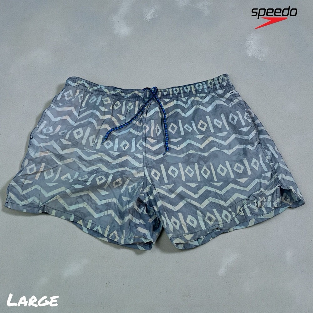 VTG 90s Speedo Swim Shorts Mens LRG 36" South Pacific Geometric Print Mesh Lined